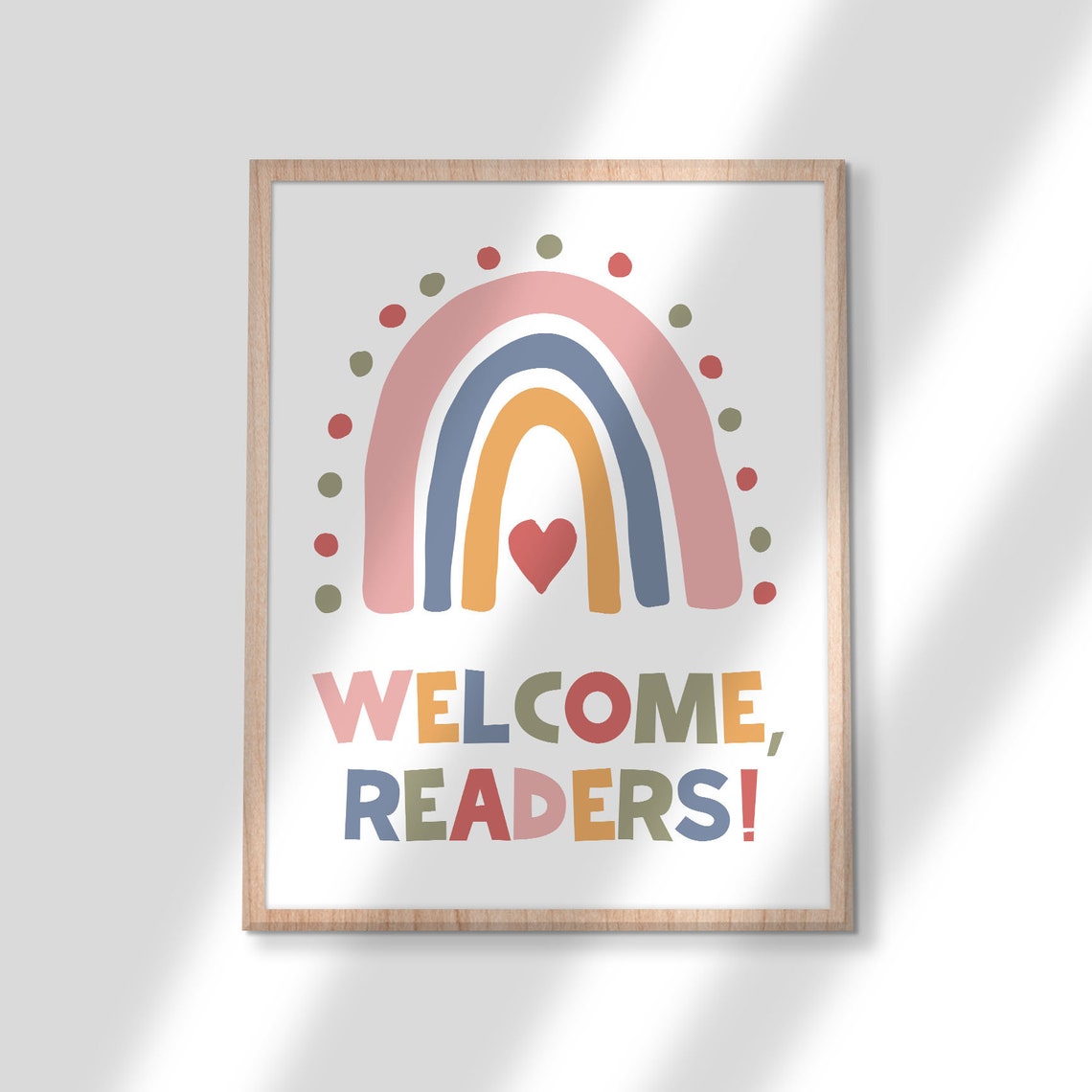 Welcome Readers Rainbow Heart Boho Nursery Library Classroom Poster - Image 3