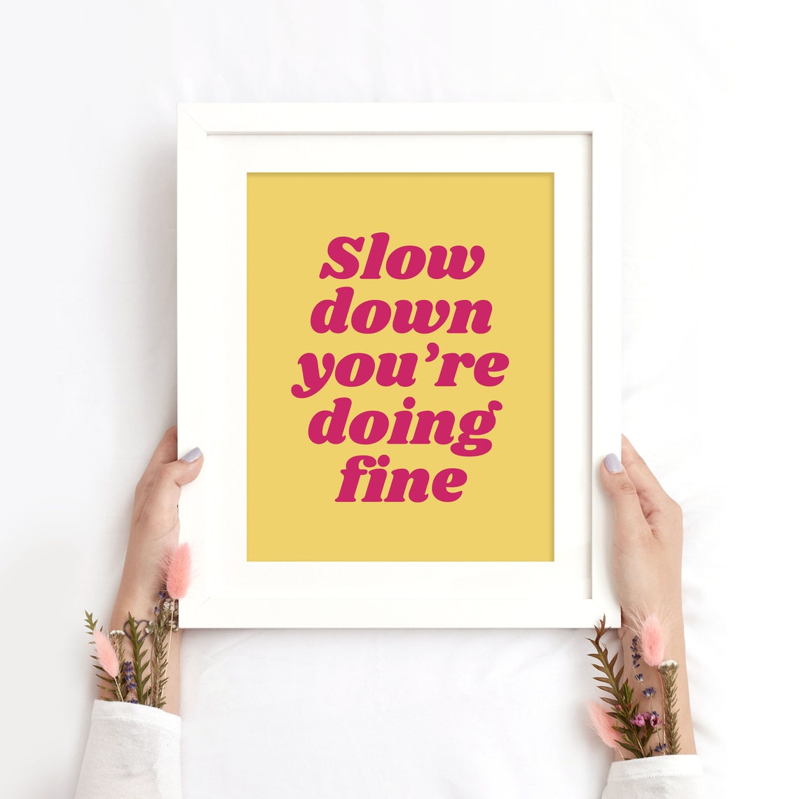 Slow Down You Are Doing Fine Yellow Retro Mental Health Poster - Image 2
