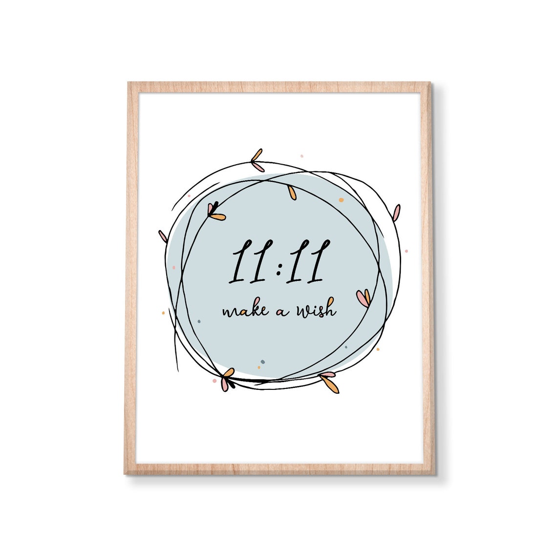 11:11 Make a Wish Angel Numbers Floral Circle Manifestation Poster - Image 3