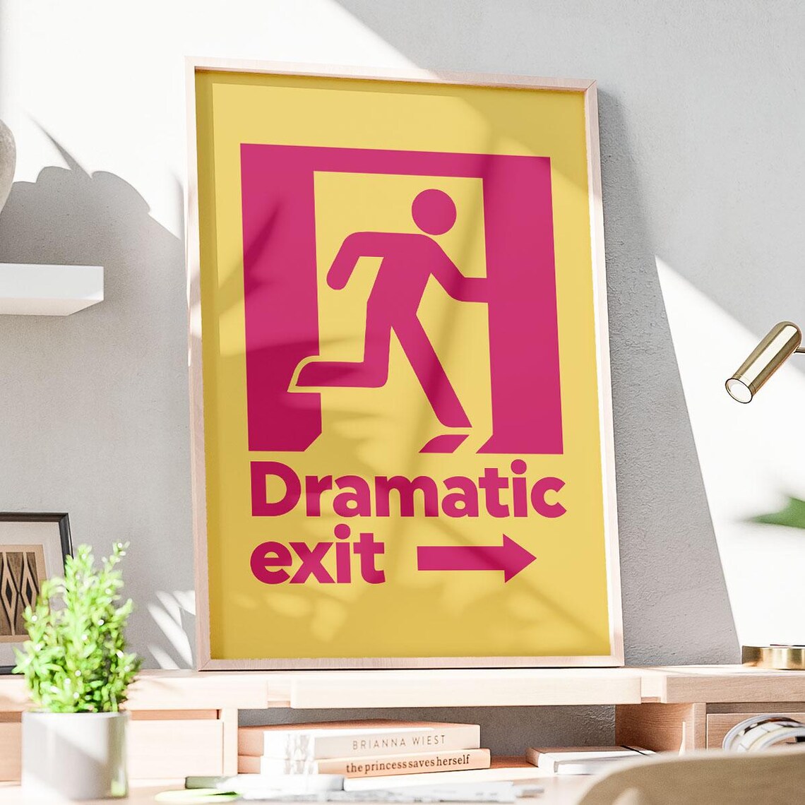 Dramatic Exit Print Dramatic Exit Sign Funny Poster Quirky Sign Dopamine Decor Maximalist Art Danish Pastel Instant - Image 2