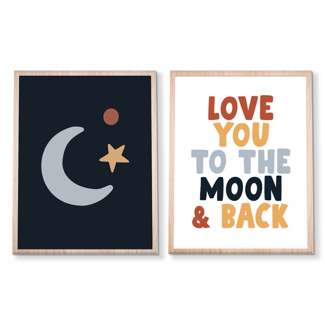 Love You To The Moon And Back Navy Set Of Two Nursery Poster - Image 3