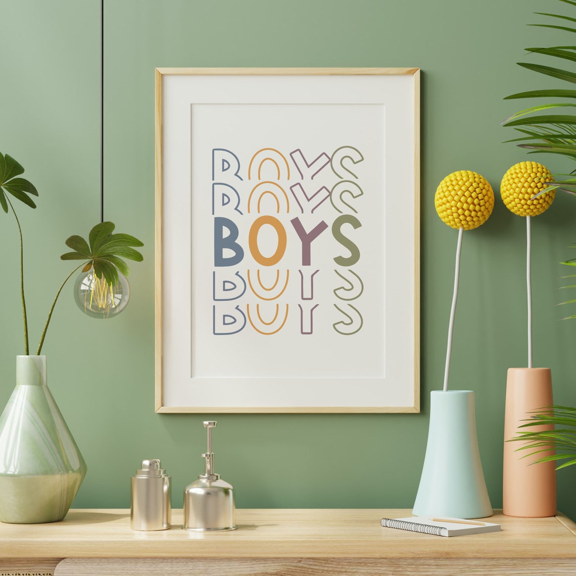 Boys Colorful Stacked Letters Kids Bedroom Typography Poster - Image 2