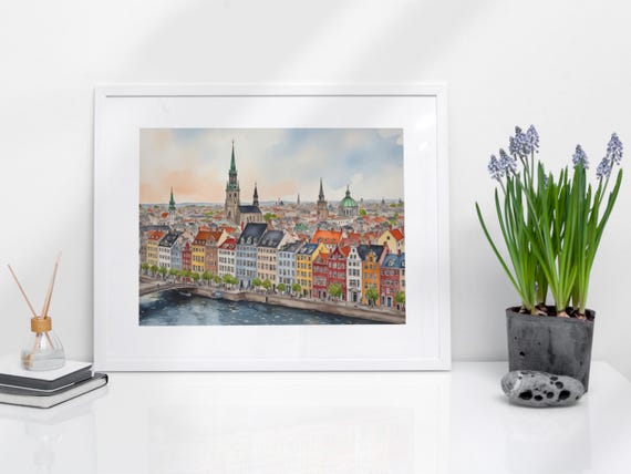 Copenhagen Colorful Europe Travel Souvenir Poster