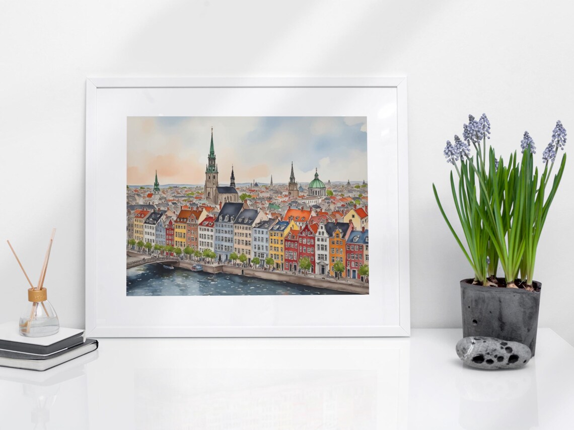 Copenhagen Colorful Europe Travel Souvenir Poster