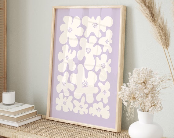 Daisy Pastel Abstract Floral Art Print, Boho Decor