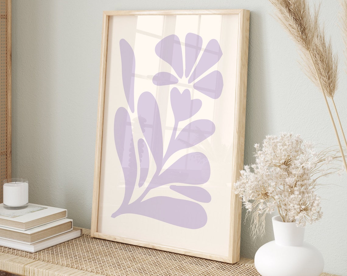 Lilac Pastel Abstract Botanical Flowers Art Print