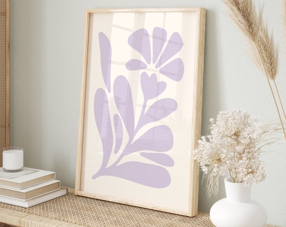 Lilac Pastel Abstract Botanical Flowers Art Print