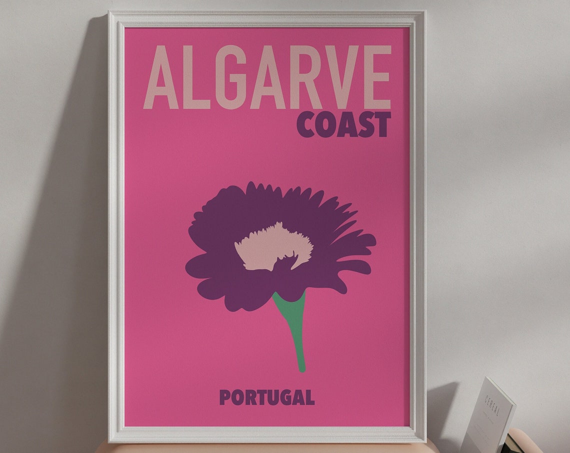 Algarve Coast Colourful Travel Print Travel Poster Fashion Holiday Trendy Retro Abstract Travel Art Summer Destination Portugal Print