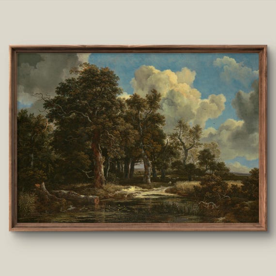 Vintage Forest Landscape Art Print Nature Wall Decor Antique Painting Summer Instant