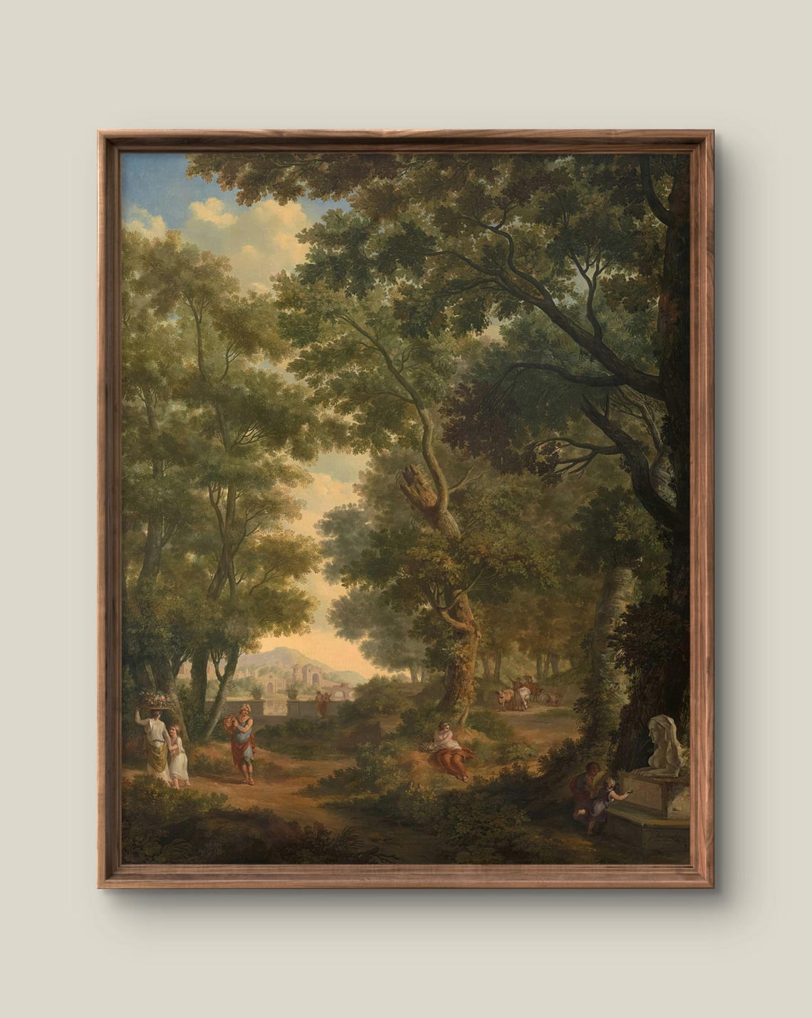 Classical Forest Landscape With Shepherds Vintage Painting Print