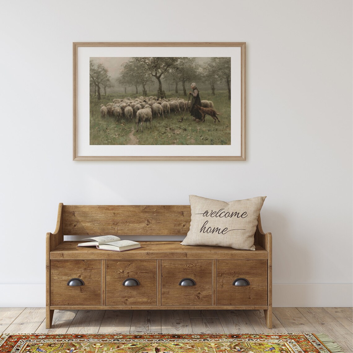 Vintage Sheep Country Landscape, Farmhouse Art Print - Image 2