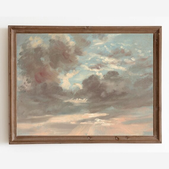 Stormy Sunset Vintage Cloudy Sky Landscape Art Print