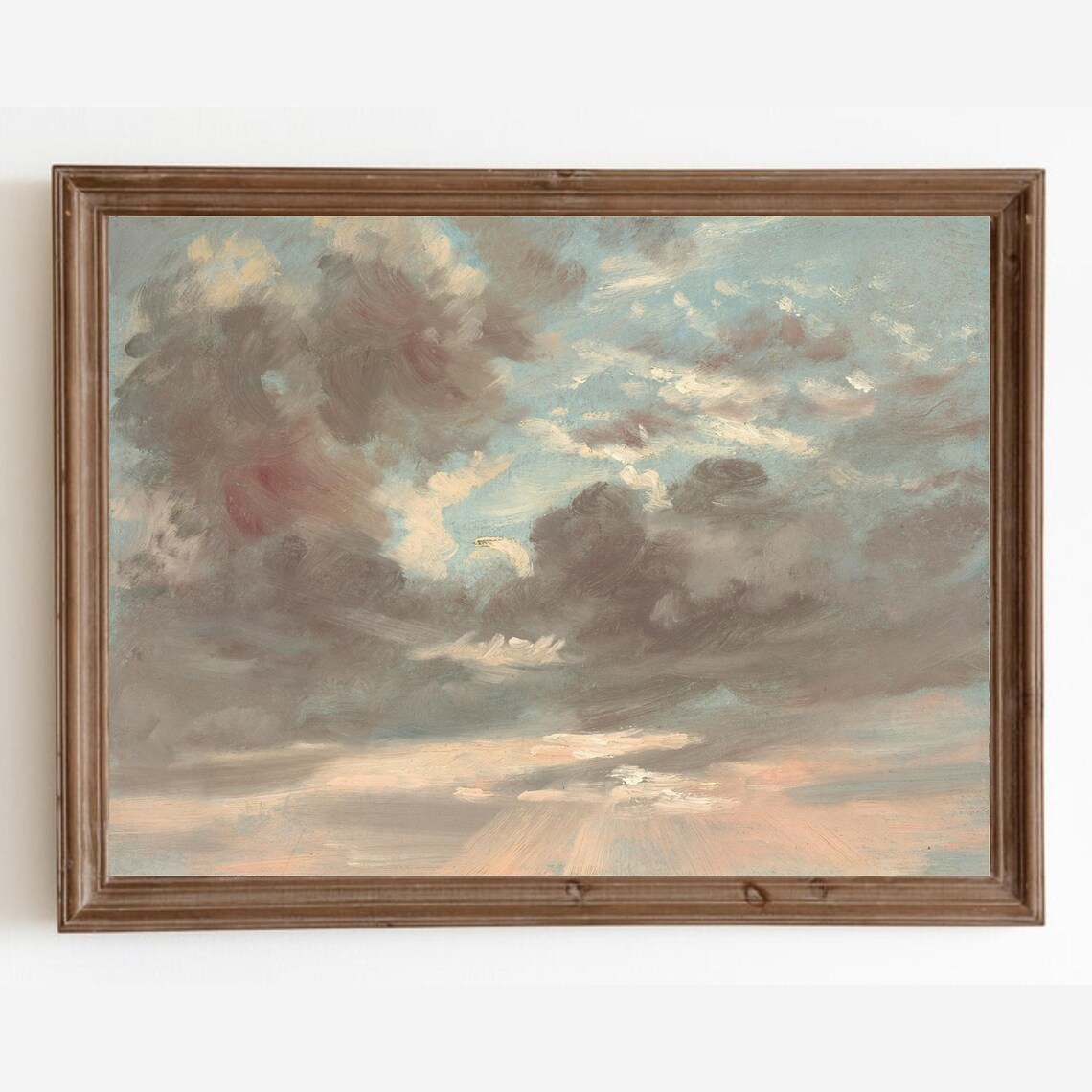 Stormy Sunset Vintage Cloudy Sky Landscape Art Print
