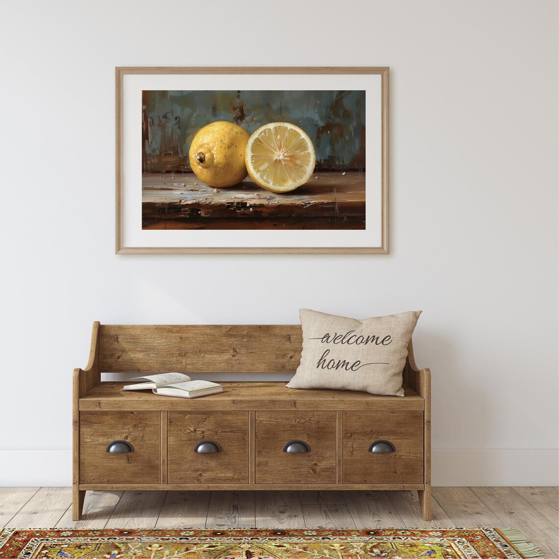 Lemon Art Print Country Kitchen Fruit Print Rustic Vintage Farmhouse Painting Print Wall Art - Image 2