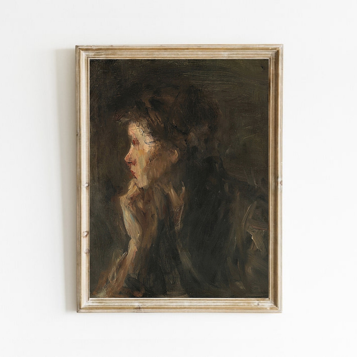 Vintage Woman Portrait Art Print, Antique Oil Style