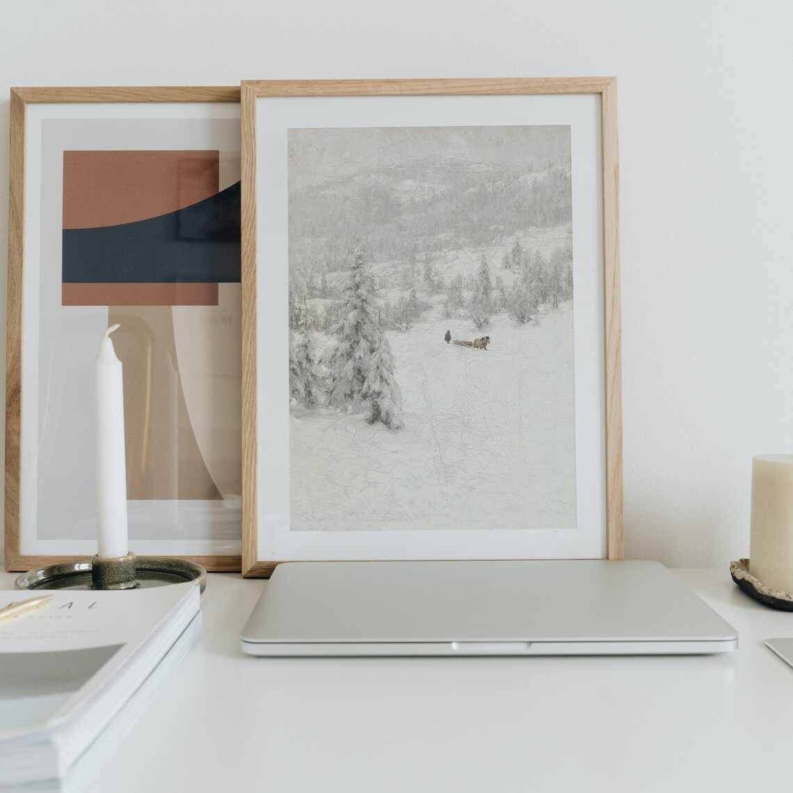 Vintage Winter Norwegian Snow Landscape Art Print - Image 2
