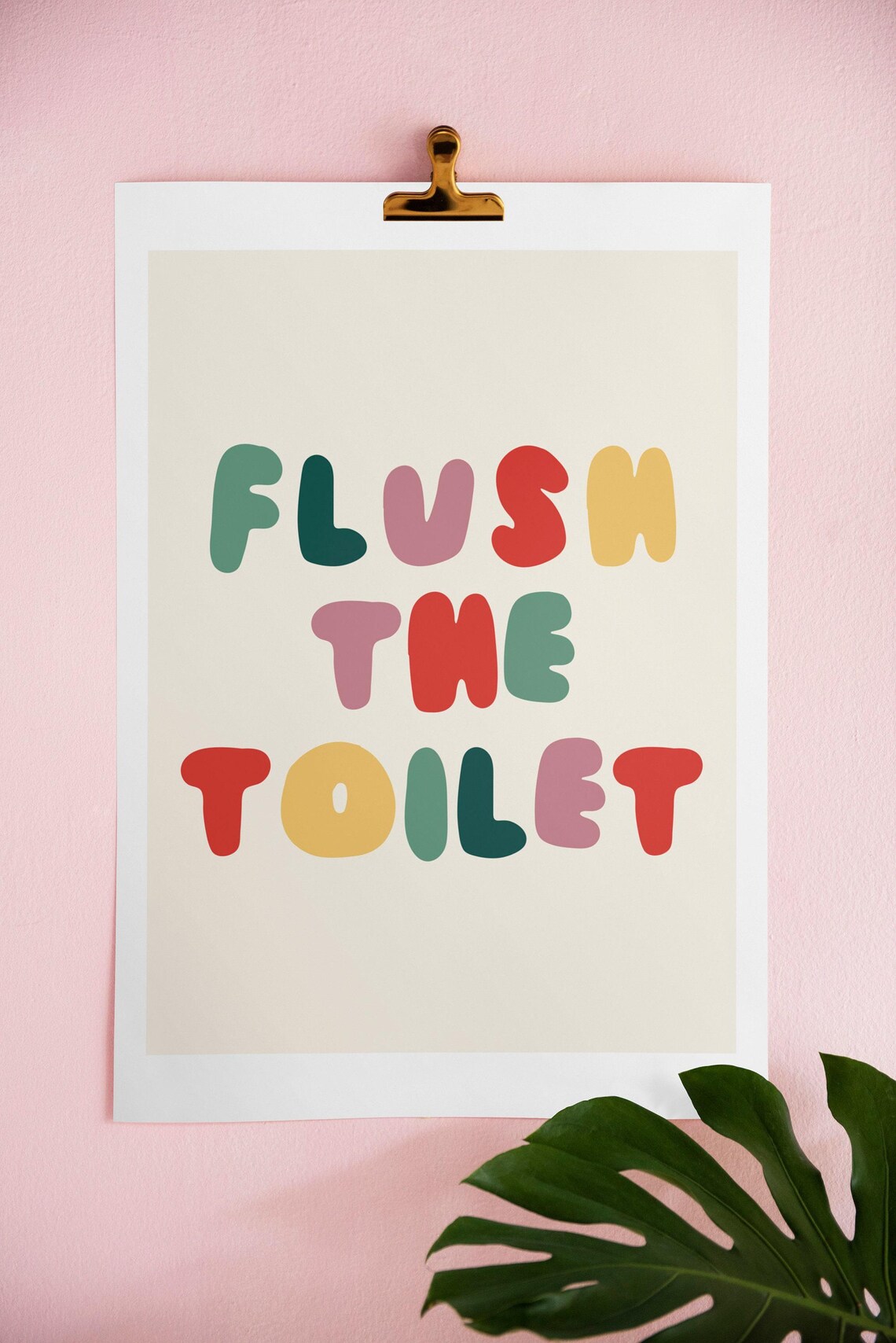 Colorful Typography Flush Reminder Kids Bathroom Art Print - Image 2
