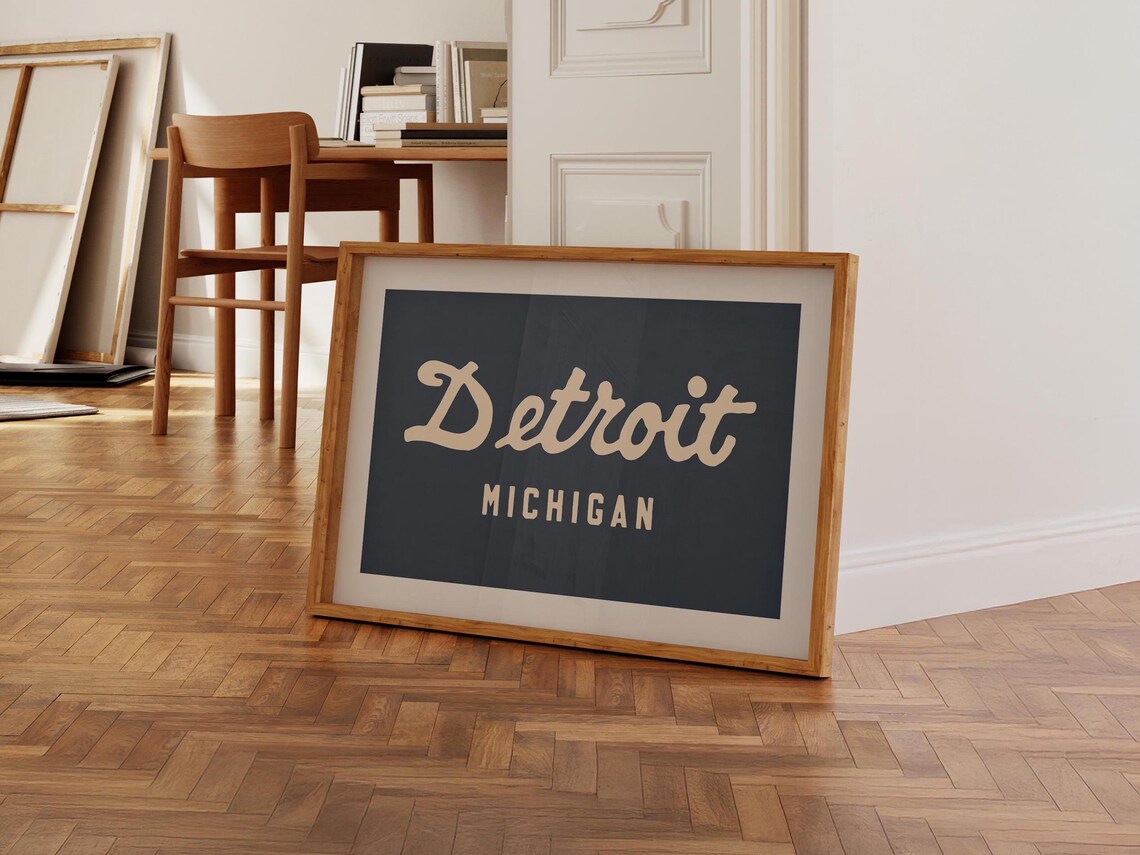 Retro Detroit Michigan Art Print, City Wall Decor - Image 4