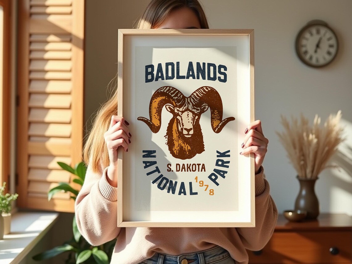South Dakota Retro Badlands Travel Poster - Image 3