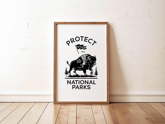 Protect Our National Parks 1872 Buffalo Bison Wildlife Poster