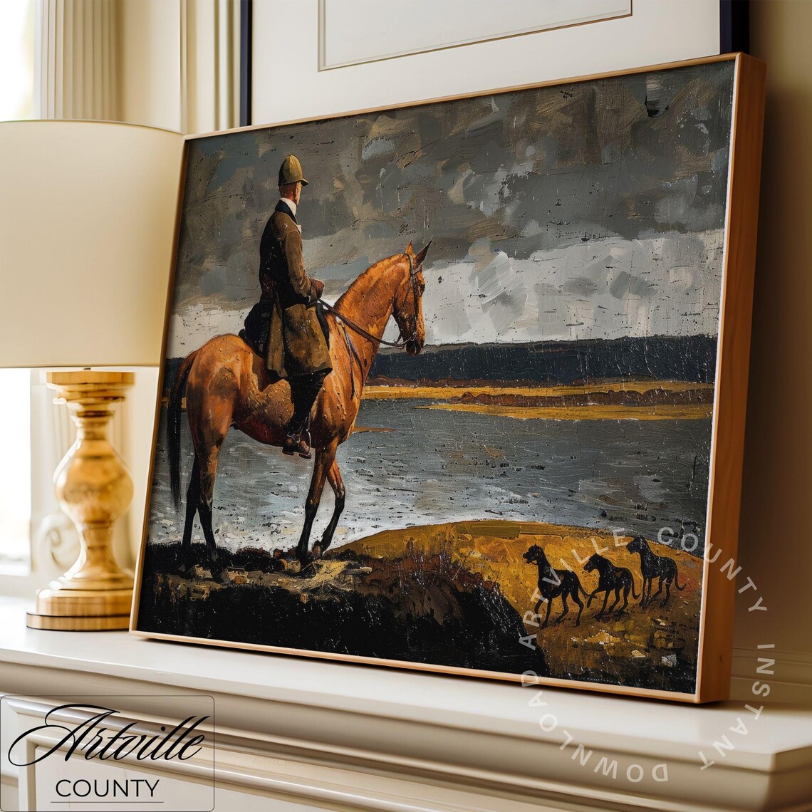 Horseback Rider Lakeside Hounds Vintage Equestrian Hunt Poster - Image 3