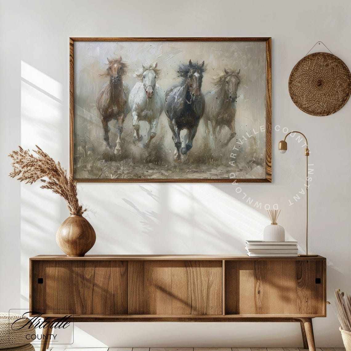 Galloping Horses Wild Herd Rustic Farmhouse Equestrian Poster - Image 4