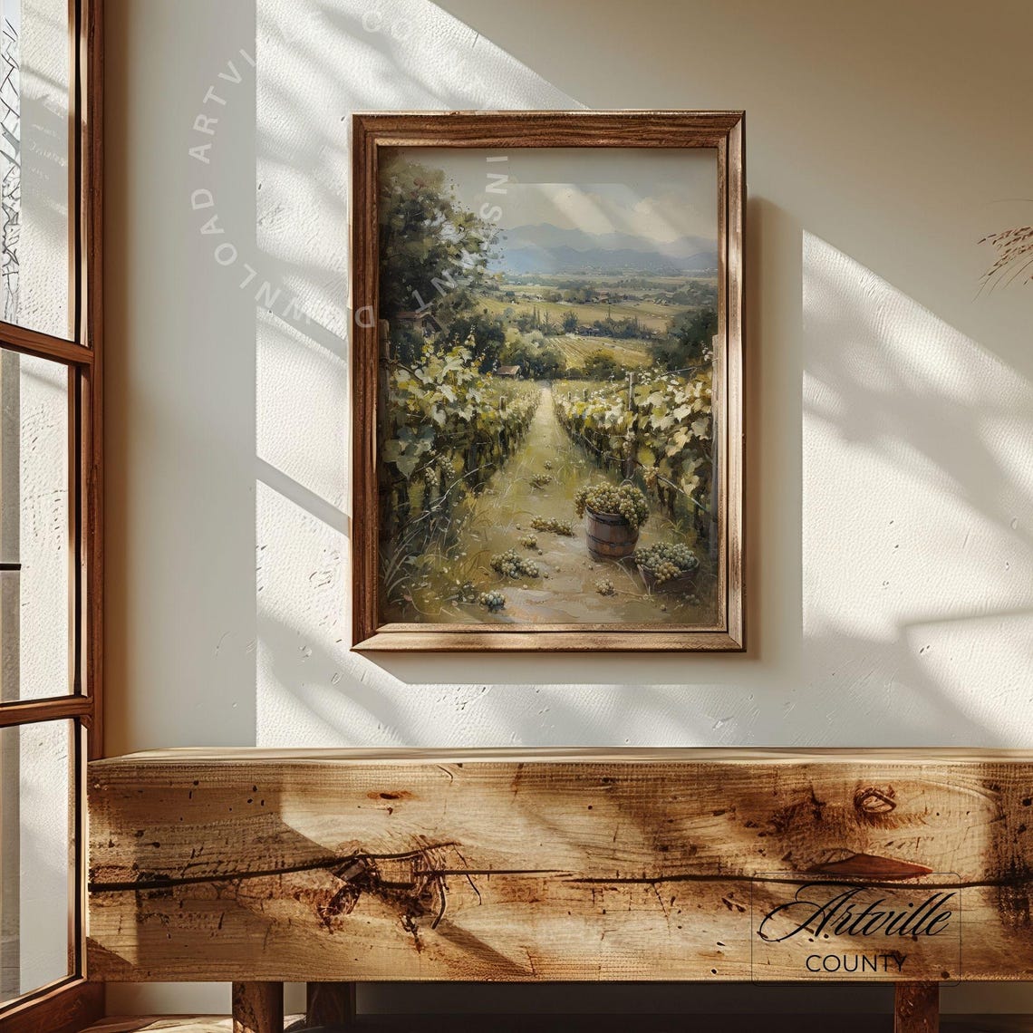 Vineyard Harvest Grape Rows Rolling Hills Vintage Landscape Poster - Image 5
