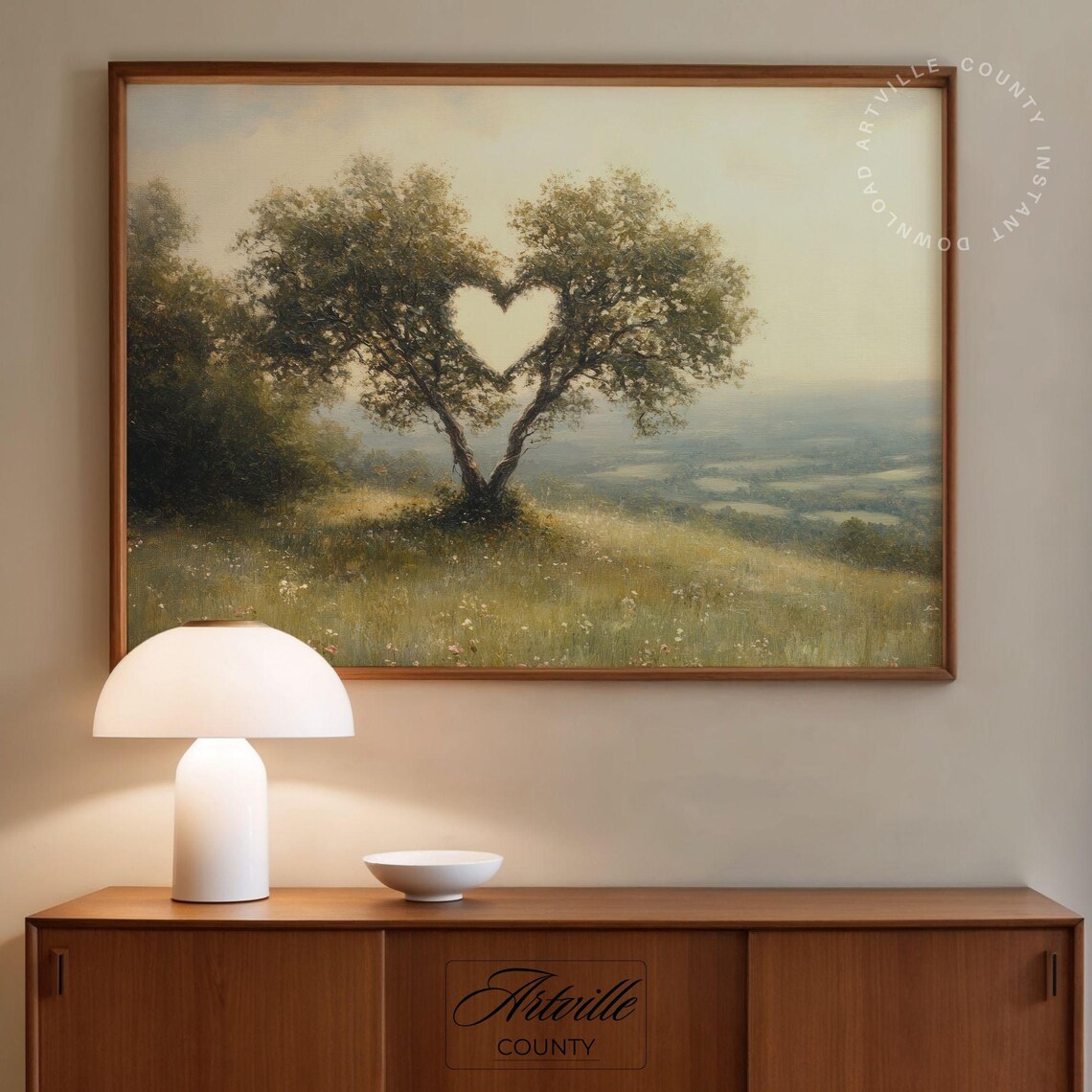 Heart Shape Tree Spring Landscape Art Print - Image 2