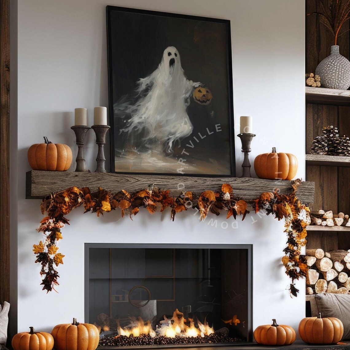 Vintage Pumpkin Print, Spooky Halloween Poster