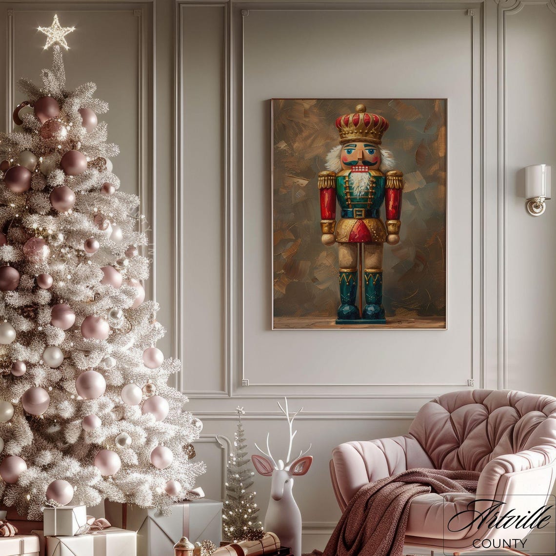 Nutcracker Soldier Vintage Christmas Holiday Toy Painting Poster - Image 2