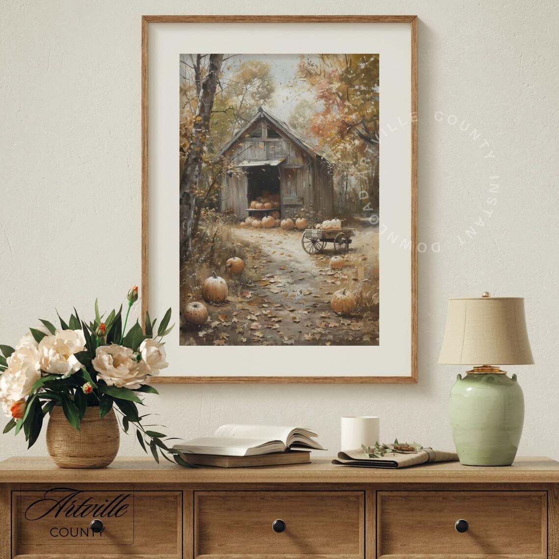 Farmhouse Pumpkin Barn Art Print, Autumn Foliage - Image 5
