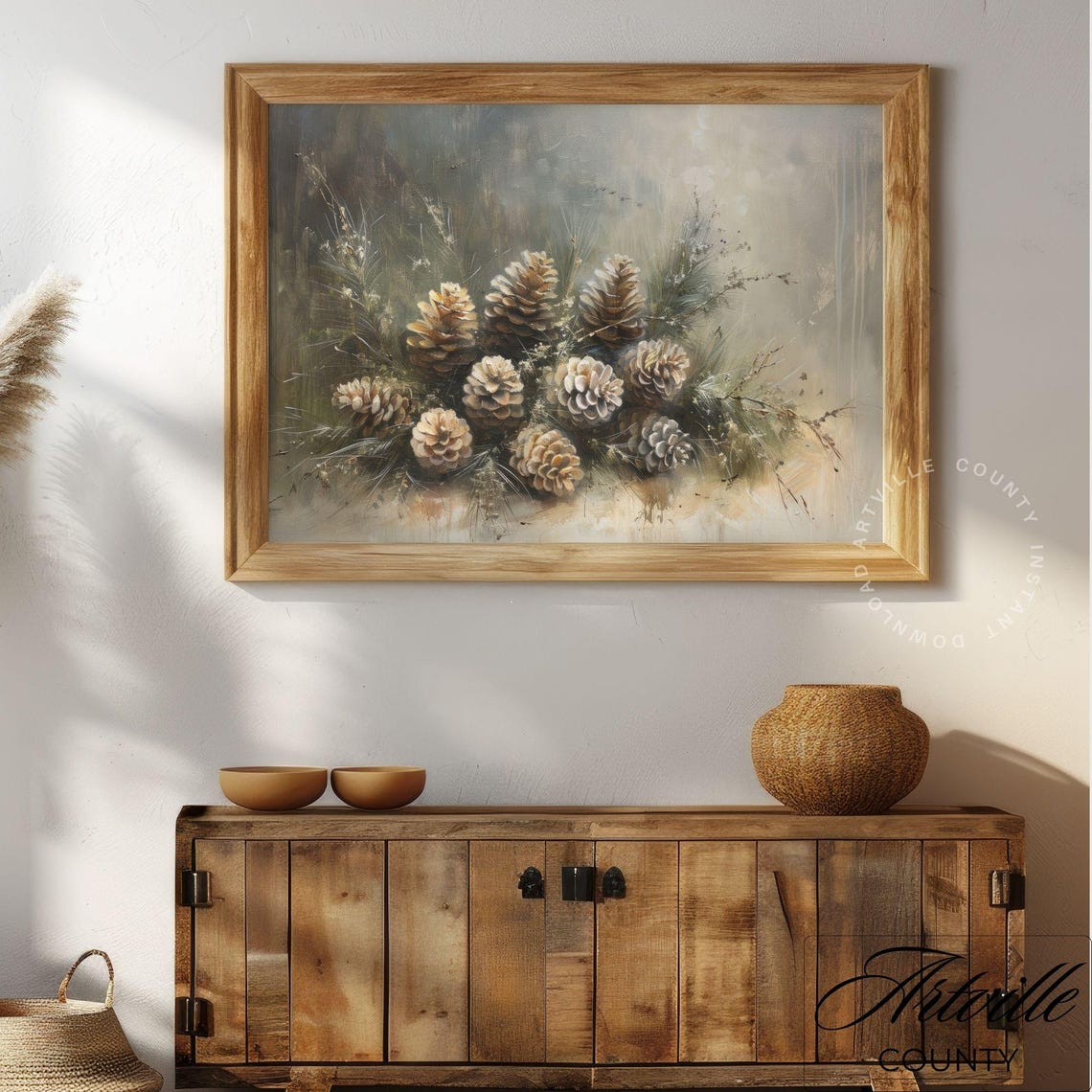 Rustic Pinecone Botanical Still Life Farmhouse Winter Art Poster - Image 5