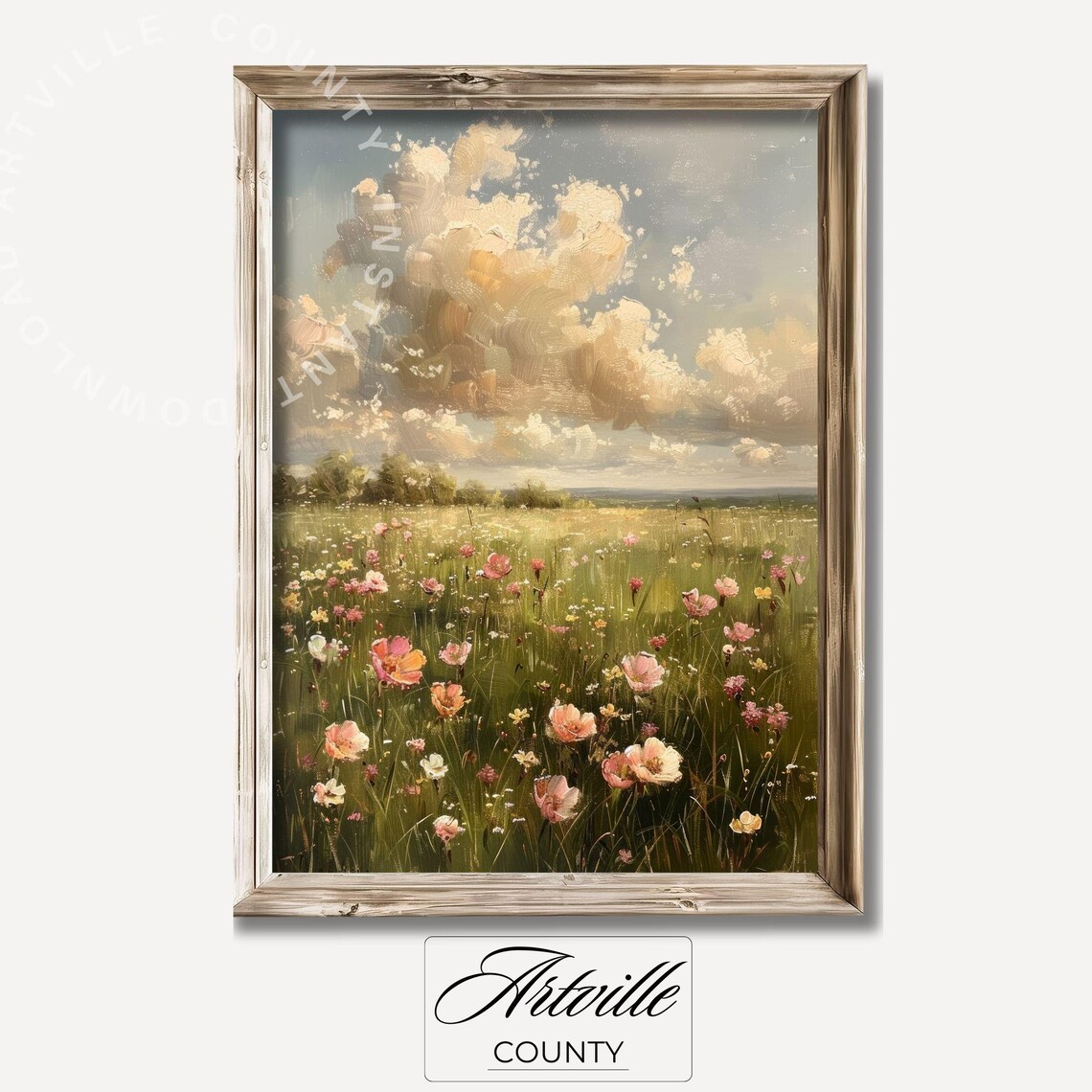 Vintage Spring Landscape Antique Wildflowers Art Print