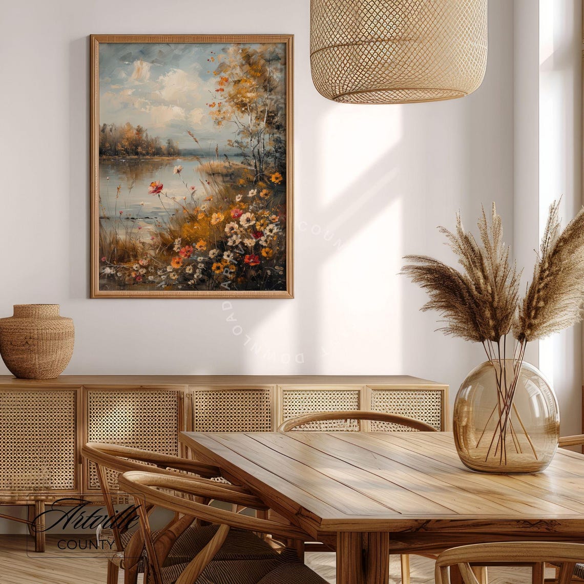 Autumn Wildflowers Blooming Along A Quiet Lakeshore Scene Poster - Image 2