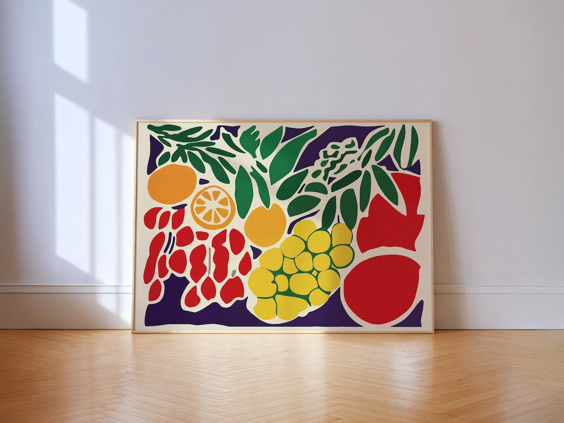 Matisse-Inspired Fruit Art Print, Kitchen Wall Decor