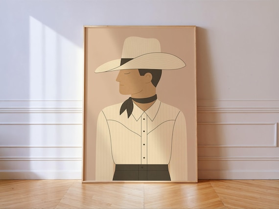 Quiet Cowboy Western Print Minimal Southwestern Wall Art In Soft Neutrals