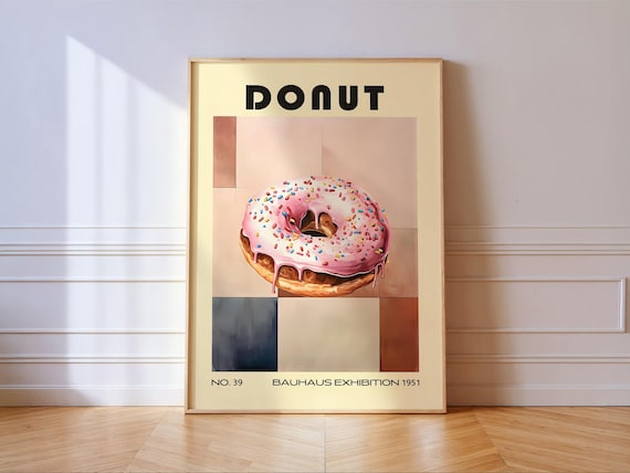 Donut Decorative Kitchen Poster, Bauhaus Vintage