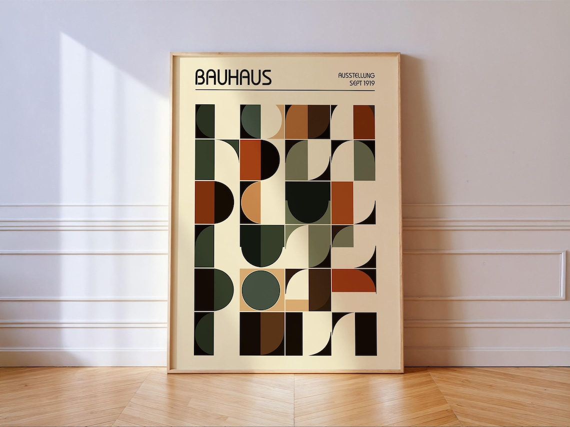 Bauhaus Geometric Art Print, Mid-Century Modern Decor
