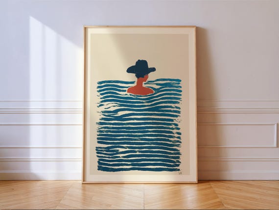 Coastal Cowgirl Swimming Pool Art Print Modern Western Beach Poster