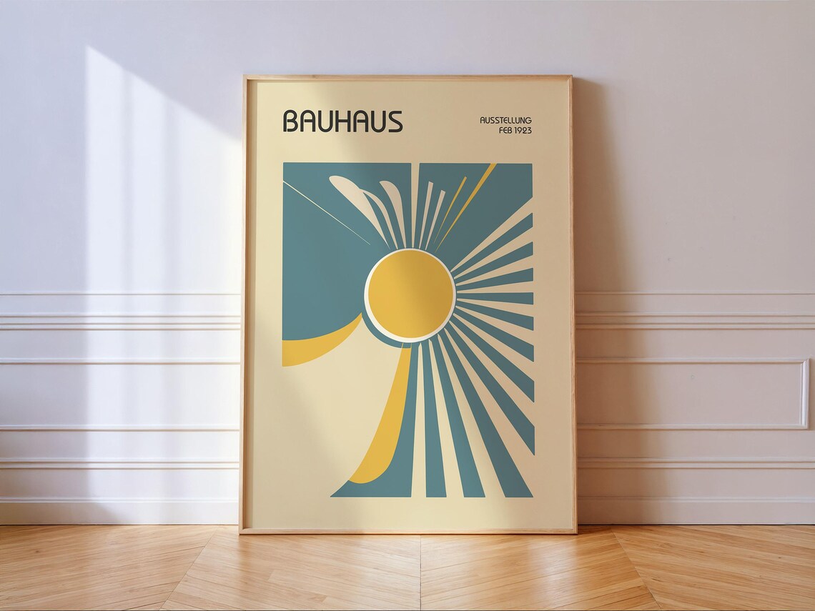 Abstract Sunburst Bauhaus Art Deco Poster