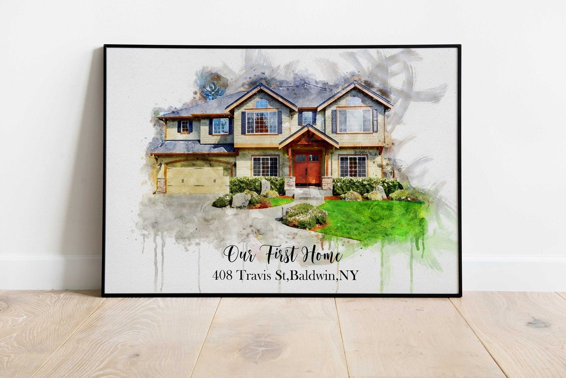 Cape Cod Style House Watercolor Portrait Family Name Est 1980 Poster - Image 4