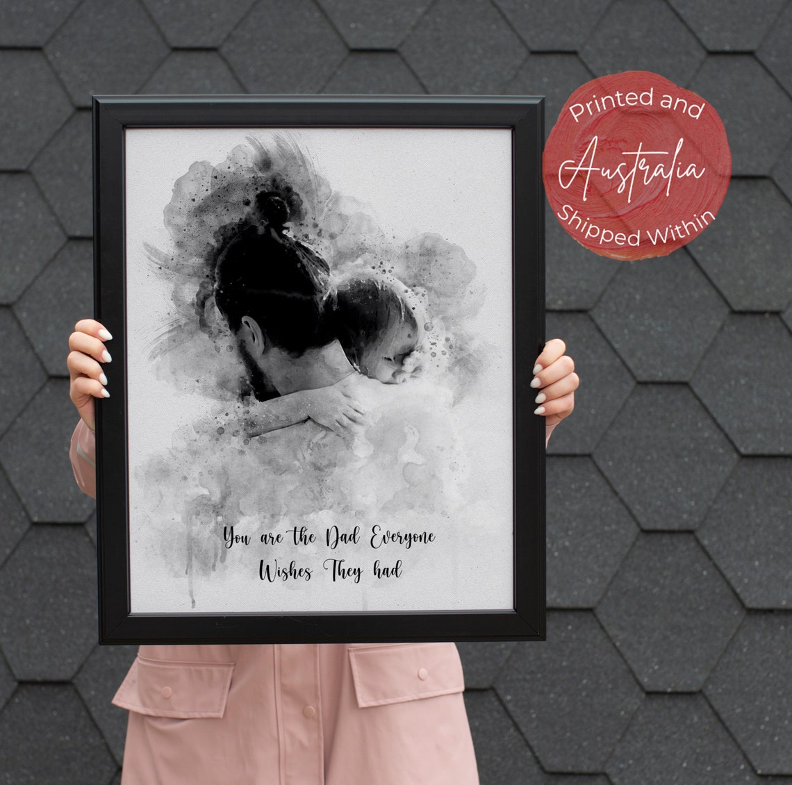 Fathers Day Watercolour Family Portrait First Fathers Day Gift From Wife Portrait From Photo Personalised Art For Family Gift For Dad - Image 4