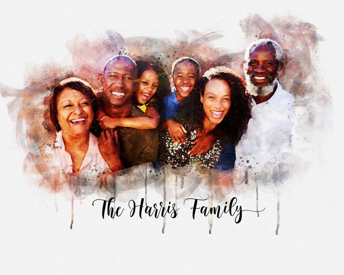 Family Portrait From Photo Custom Family Painting Watercolor Family Drawing Housewarming Gift Home Decor New Home Gift Gift For Parent