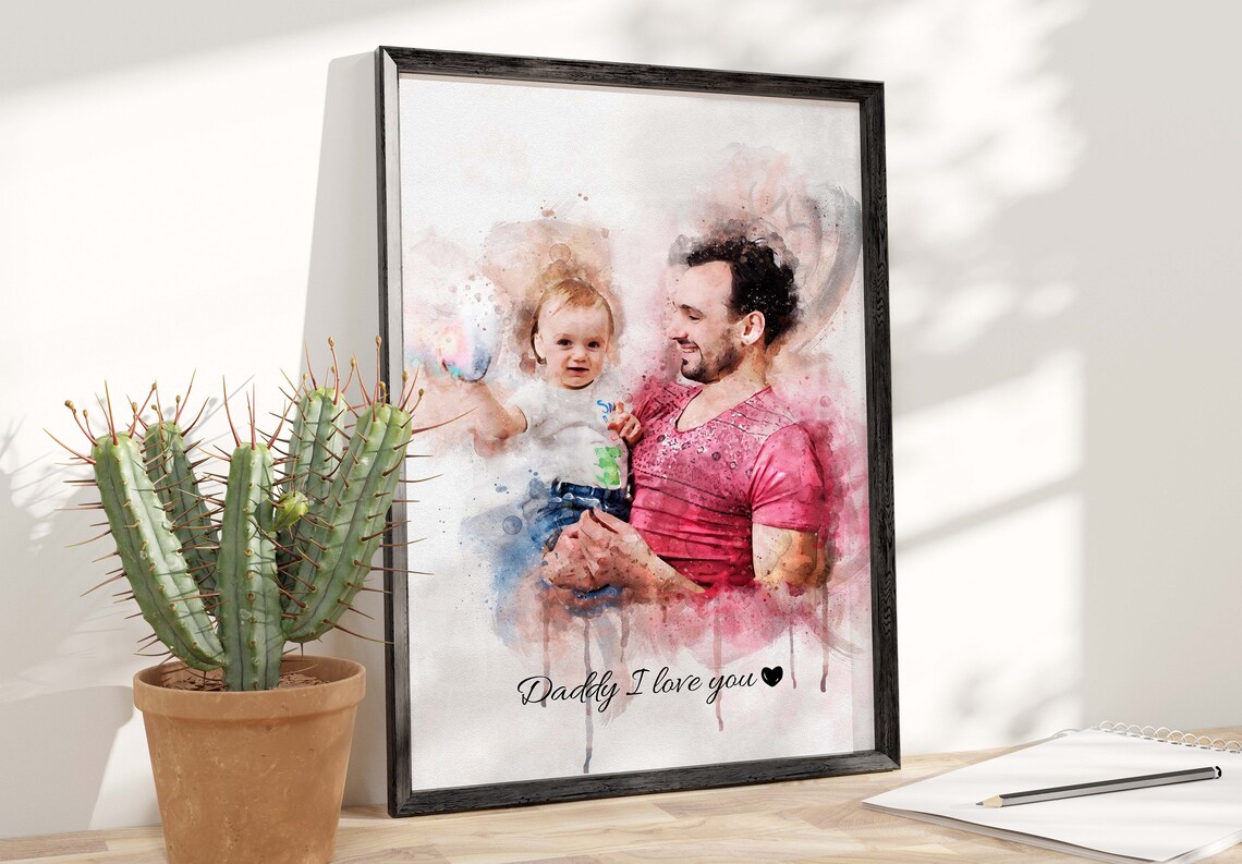 Father Daughter Watercolor Red Plaid Truly Amazing Father Quote Poster - Image 2