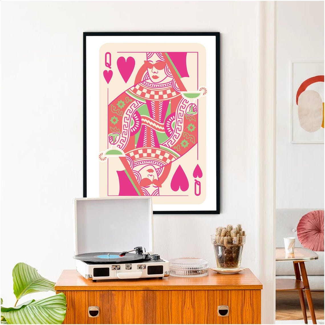 King of Diamonds Playing Card Pink Cocktail Bar Cart Decor Poster - Image 3