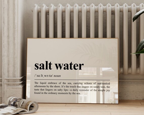 Salt Water Sea Definition Coastal Dictionary Beach Decor Poster