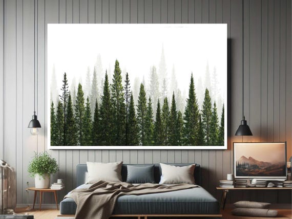 Forest Tree Print Trees Framed Modern Canvas Wall Art Ready To Hang Gift For Office Home Mom