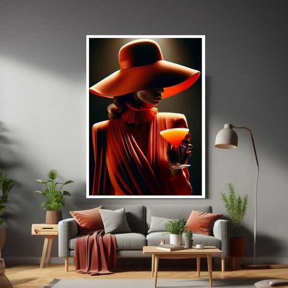 Woman In The Red Hat Canvas Wall Art Print Modern Ready To Hang Gift For Office Home Mom Dad Valentines