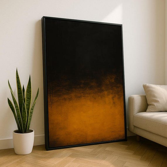Bold Ochre Rothko Style Color Field Canvas Wall Art Print Modern Living Room Decor Statement Piece