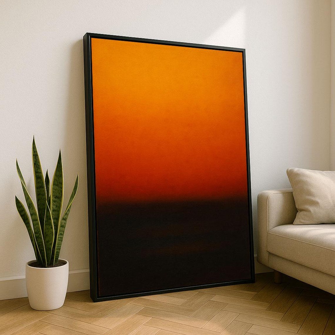 Bold Warm Orange Gradient Abstract Sunset Glow Modern Art Poster